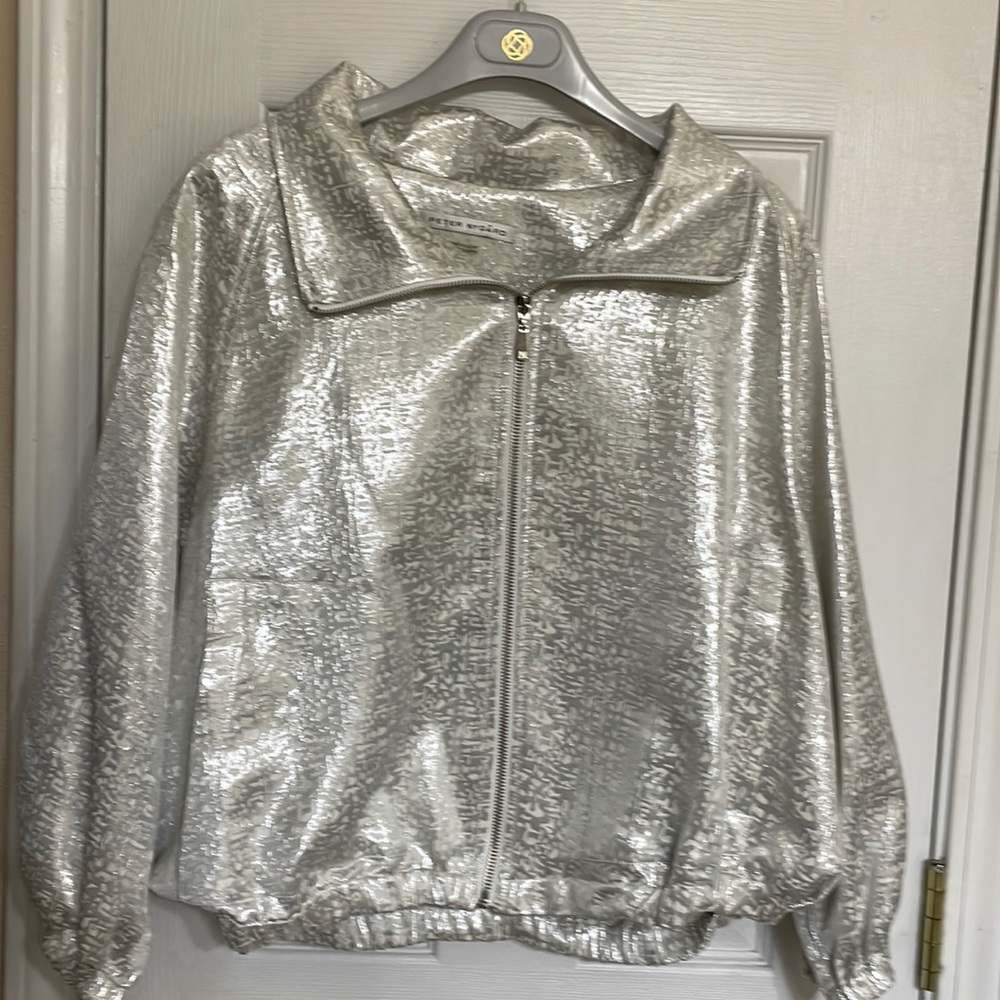 Peter Nygard silver bomber jacket. L worn once.
